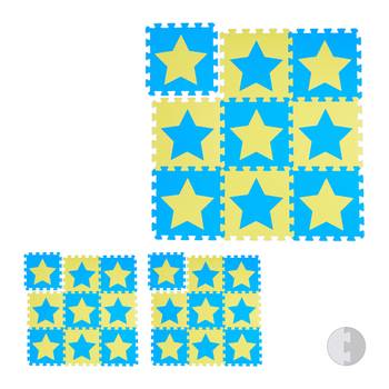 27x pièces de tapis de jeu bleu-jaune
