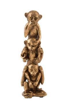 3 Affen Figuren übereinander goldfarben