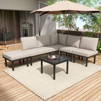 Gartenmöbel-Set RopeMetaGlass 5-teilig