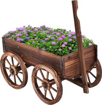 Blumenwagen Holz, Pflanzwagen 4 Rädern