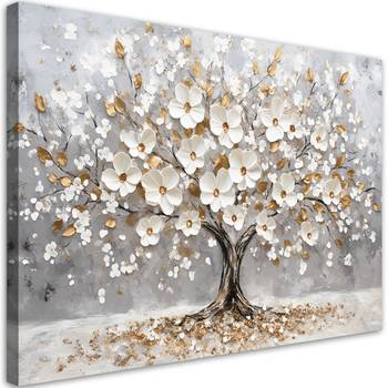 Wandbild baum blumen blätter