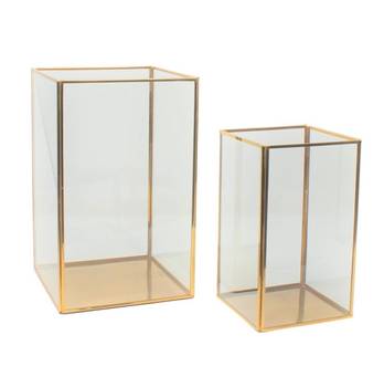 Laternen 2er-Set Batu – Gold, Eisen/Glas