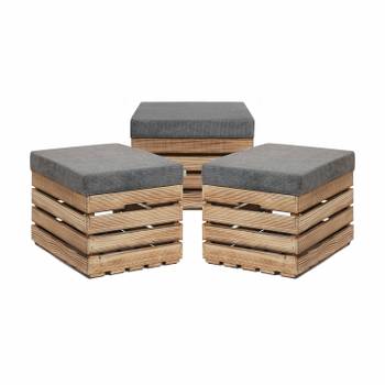 Coffre-Siège en Bois FLAME  lot de 3