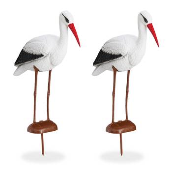 2 x Gartenfigur Storch