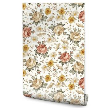 Papier Peint FLEURS Roses Camomille