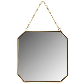 Miroir carré en métal laqué doré Carré