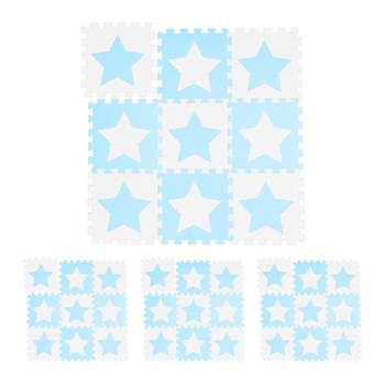 36 x Puzzlematte Sterne weiß-blau