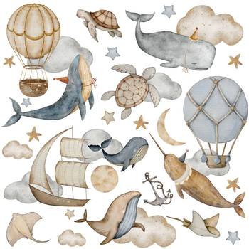 Sticker Meerestiere mit Sterne 68‑er Set