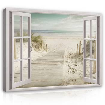 Leinwandbild Fenster Strand Wohnzimmer