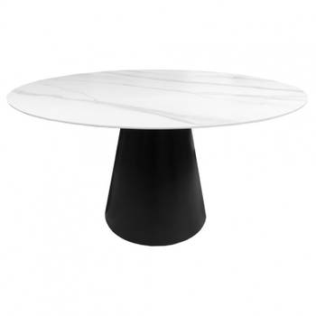 Table ronde plateau céramique blanc ASHE