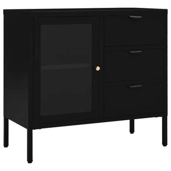 Sideboard MALO Stahl & Hartglas Schwarz