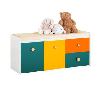 Banc enfant avec coffre à jouets intégré rangement jouet - Ciel