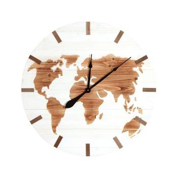 Horloge mappemonde en bois