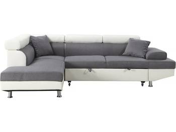 Ecksofa"Sophia luxe" - Weiß / Grau - Lin