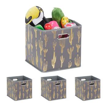 4 x Quadratische Faltbox mit Kaktusmotiv