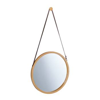 Miroir rond avec cadre bambou