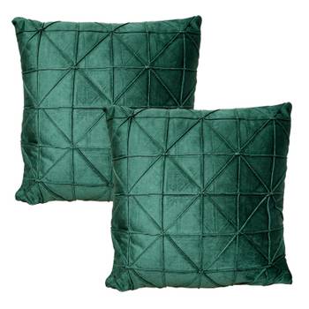 Lot 2 coussins velours vert foncé 45x45