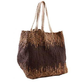 Sac de rangement en jute et cuir