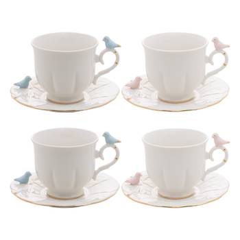 Tasse et soucoupe à café/thé Oiseaux