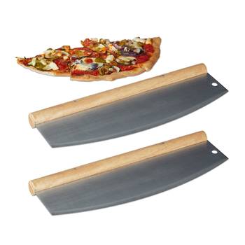 2 x Pizza Wiegemesser aus Edelstahl