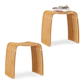 2x Tabouret repose-pieds bois de bambou