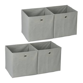 4 x Aufbewahrungsbox Stoff grau