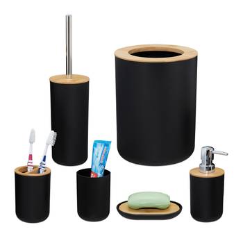 6 accessoires salle de bain en bambou