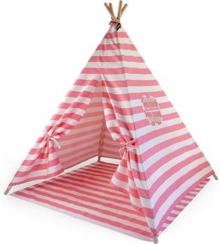 Tipi Zelt rosa gestreift 120x120x150cm