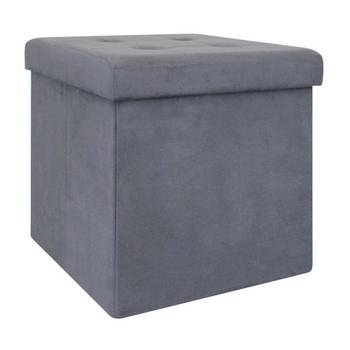 Pouf coffre de rangement capitonné gris