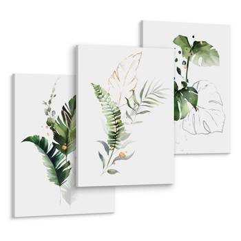 Leinwandbilder Set tropische Blätter