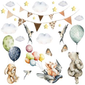 Autocollant Ballons Nuages Animaux