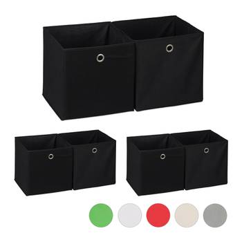6 x Aufbewahrungsbox Stoff schwarz