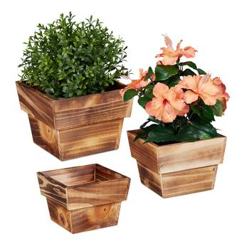 Blumentopf Holz 3er Set