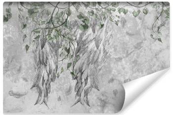 Fototapete Flügel Blätter Beton-Optik 3D