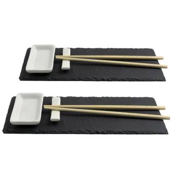 10tlg Sushi Set Schieferplatte + Schalen