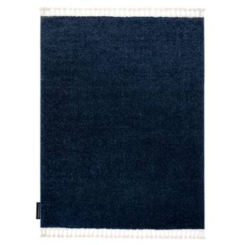 Tapis Berber 9000 Bleu Foncé Franges