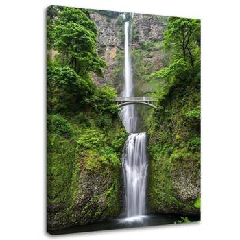 Leinwandbild Wasserfall Wald Landschaft