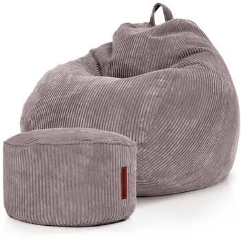 2er Set XXL Sitzsack + Pouf - Cordstoff