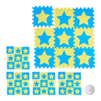 45 x Puzzlematte Sterne blau-gelb