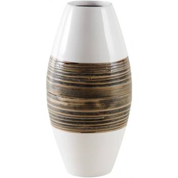 Vase en bambou naturel et laqué blanc M1