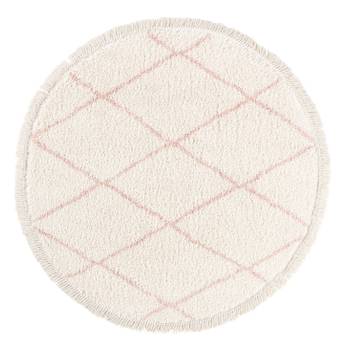 Tapis Shaggy Doux Ø155cm Crème-Rose