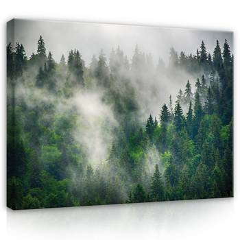 Leinwandbild Wald im Nebel Wohnzimmer