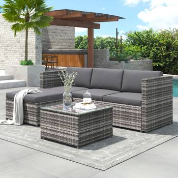 Polyrattan Gartenlounge-Set Ecksofa