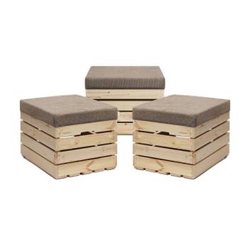 Sitzhocker mit Stauraum NATURE  3er Set