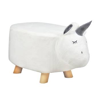 Pouf Enfant Licorne Blanc Tissu Doux