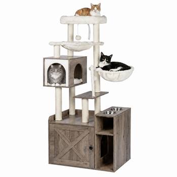 Kratzbaum mit Katzenklo-Schrank