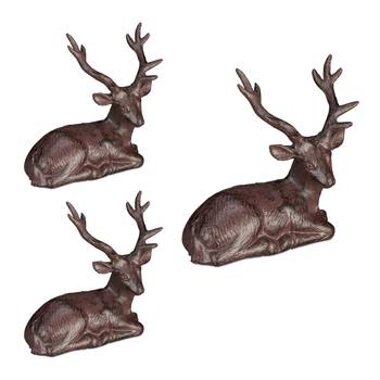 3 x Sitzende Hirsch Figur Garten