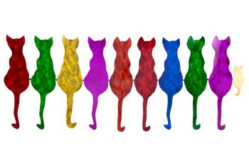 Wanddeko Metall Colorful Cats