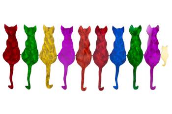 Sculpture murale métal Colourful Cats