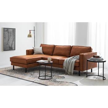 ars manufacti Ecksofa Fort Dodge 2-Sitzer Cognac Kunstleder 240x81x164 cm